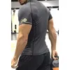 Mens Quick Dry Fitness Printed Tees Outdoor SPORT Running Climbing Short Sleeves Shirt Tights Bodybuilding Tops 220513