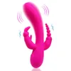 3 In 1 Dildo Rabbit Vibrator 7 Vibrating USB Recharge Anal Clit Stimulator Vagina Massager sexy Toy for Women Couples Shop