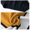 2022 Ледяная шелка с коротким рукавом Женщины Хлопок Пуловер Полосатая Сетка Свободные Пэчворк Вязание Т-Футболки Леди Желтый ВМФ О-Шея Элегантный