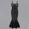 Czarny bandaż Summer Sexy Lace See Through Club Wedding Party Dress Długie projektanty sukienki DH789214