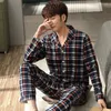 M￤ns s￶mnkl￤der M￤ns pyjamas St￤ll in stor storlek Plaid Male PJS Sleepwear Long Sleev 220823