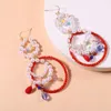 Boucles d'oreilles créoles en perles multicolores pour femmes, bijoux à la mode, perles acryliques transparentes colorées, longues pendantes