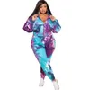 PLUS SIZE Tracksuits voor dames XL-5XL Sets 2 tweedelig broek Pakken Vrouwen Kleding Lange mouw Tie kleurstof Hoods Losse outfits Groothandel dropwome