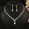 Beidal Anhänger Schmuck Sets Zirkonia Hochzeit Halskette und Ohrringe Luxus Kristall Braut Schmuck Sets Für Brautjungfern 210320