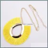 Colares de pingentes de colar de borla longa com borda para a moda de ver￣o Boho Big Bohemian Jewelry Collar Collier Femme Hjewelry Drop Delive