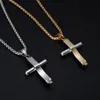 Kedjor västra religiösa korshänge halsband Kristus Christ titanium stål mode män kvinnor smyckenchains