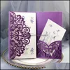 Greeting Cards Event Party Supplies Festive Home Garden Wedding Invitation Kits Spring Flower Laser Cut Pocket Bridal Card For Engagement