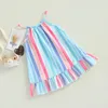 Mädchenkleider MaBaby 6M-4Y Kleinkind geborenes Baby Mädchen Kleid Sommer gestreift ärmellos A-Linie Reise Urlaub Kleidung D01Mädchen