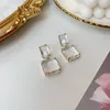 Dangle & Chandelier 2022 Arrival Dominated Sweet Lovely Shiny Crystal Drop Earrings Trendy Geometric Square Senior Women Jewelry