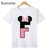 T-shirt Neonate Pink Mouse 26 Lettere Stampa T Shirt Cartoon Divertente Bambini Ragazzi Vestiti Bambini Estate Top HKP2464T-shirt