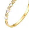 Latt High Quality 18K Gold Plated Stainls Steel Jewelry Cubic Zirconia Round Shell Bracelet B212245