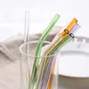 20Cmontable Eco Borosilicaat Glas Drinken Rietjes Duidelijke Gekleurde Gebogen Rechte Melk Cocktail Stro Hoge Temperatuur Weerstand DH8889