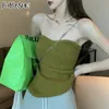 Foryunshes nervuroso sexy desarrumado desporto corset top cor sólida malha camisola outono moda coreana harajuku y2k roupas 220318