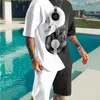 Men's Tracksuits Big Size Men Set Summer Casual Tracksuit Skull Black White Matching Shorts 2PCS Suit Graffiti 3D Print Outfits Men's Sports 220826