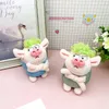 UPS Cute green hair angry pig plush toy doll bag pendant boys and girls gift funny keychain