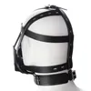 Cabezal fetiche de cuero Capacitación de la cabeza de la cabeza del casco Bondage Sexy juguete para mujer Bdsm Slave