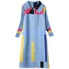 Women's Trench Coats Fashion Age-Reduce White Windbreaker Mid-length Spring Autumn Miyake Print Contrast Lapel Temperament Pleated Long-slee