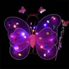 LED Children Costume Props Girls Skirts Angel Luminous Wings Flashing Butterfly Skirt Lights Suit 2-8 year Easter Valentines Day