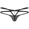 Hommes G-Strings Hommes Sexy Lingerie Sheer Lace Thongs Taille Basse Strappy T-back Strass Décor Crotchless G-string Slip Sissy Gay Under