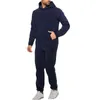 Herrspårar män hösten 2 bit träningskläder set dragstring hoodies joggar sweatpants solid färg lös fitness sport kostymer gym joggare