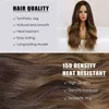 Long Wavy Brown Synthetic Wigs Ombre Middle Part Natural Hair Wig for Women Daily Party Cosplay Heat Resistant Fiber 220622