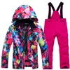 2021New Anzug Jungen winddichte dicke warme Skijacke Hosen Set weibliche Schnee -Snowboardkostüme im Freien im Freien Ski Jacke J220718