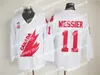 Camisas de hóquei James Custom Team Canada Hockey Jersey 99# Gretzky 66# Lemieux 4# Bobby Orr 7# Bourque 10# Hawerchuk 11# Messier Men's Stitched White Red