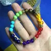 Gran venta de pulsera de ágata con cuentas de piedra volcánica tejida a mano, joyería de mano