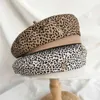 Vintage Leopard Beret Bling Metal Letters Painter Caps For Women Luxury Dinner Noble Brim Beanie Hats J220722