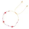 Böhmen bunte Blumen Glasperlenarmband Designerschmuck Frau Party blau rot rosa Perlen Knoten südamerikanische süße Armbänder für Teenager-Mädchen größenverstellbar