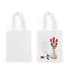 Blank Sublimation Bag DIY White Polyester Cotton Fabric Shoulder Bags Heat Transfer Printing Tote Bags for Grocery