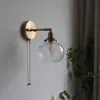 Duvar lambası Çekme Zinciri Nordic Modern Sconce Yatak Odasının Yanında Banyo Aynası Merdiven Açık Cam Top Wandlamp Luminaira Aydınlatma Düğümü