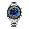 Montres-bracelets TVG acier inoxydable montre hommes militaire bleu binaire LED étanche hommes sport numérique montres Relogio Masculino