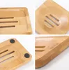 Sabão de madeira de qualidade Sabão natural Sabão de bambu Prisões de bandeja de placas de prato de rack de estilos de estilo múltiplo Recipiente de sabão quadrado P0720