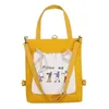 Kandra White Back och Yellow Sholuder Shopping Patchwork Canvas Tyg Crossbody Zipper Eco Reusable Street Tote Bag Y201224