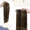 Brown human Extensions Ponytail 12 Inch Balayage Dark to Light Straight Wrap Around Ponytails Hair Piece Real Hair 120g