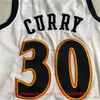 Klasyczny retro autentyczny haft 2009-10 Basketball 30 Stephen Curry Jersey Vintage Blue Orange White White Sport Real zszyty koszulki