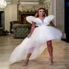 Robe de soirée de fête en tulle blanc Robffle en v-col