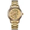 Nuovo YOLAKO mens Dragon orologio in oro con diamanti in rilievo commerciale orologi al quarzo da uomo moda orologio da polso non meccanico