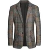 FGKKS Spring Jesień Marka Blazers Mężczyźni Slim Fit Suit Kraty Wzór Koreański Wersja Moda Biznes Casual Blazers Męskie Topy 220409