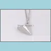 Anh￤nger Halsketten Origami Flugzeug Halskette Collier Flugzeug Flugzeug Langkette Maxi Papier Schmuck f￼r Frauen Statement Drop Lieferung PE DHDQD