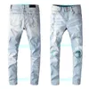 Męskie dżinsy w trudnej sytuacji rozryte spodnie motocyklowe Slim Fit Motocykl Dżinsowe spodnie Men Designer dżinsy Rozmiar 29-402479