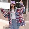 Women's Jackets JMPRS Women Plaid Jacket Fashion Hooded Loose Woolen Sweet Preppy Style Coats Patchwork Casual BF Cotton Oversize Winter Out