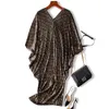 Lanmrem Fashion de haute qualité V Collier Pleas Batwing Sleeve Loose Robe For Women Print Vêtements Vestido YE853 220720