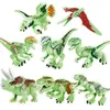 Lysande dinosaurblockleksaker för barn Jurassic Tyrannosaurus Glow in the Dark Building Blocks Education Toy Gift Home Decoration