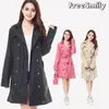 Freesmily Fashion Brand Big Size Mulheres finas Poncho Senhoras à prova d'água Long Slim Rain Capa Casaco de chuva com cinto Y200324