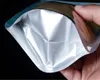 100 ADET Temizle Ön Mat Gümüş Alüminyum Folyo Zip Kilit Çanta Sıfırlanabilir Snack Et Şeker Gıda Bisküvi Çerezler Kahve Çekirdekleri Tahıllar Hediyeler Ekran Paketleme Torbalar