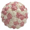 Decorative Flowers & Wreaths 100% Handmade Wedding Bouquet Blue White Bridal Pearl Mariage Jewelry Silk Rose W322