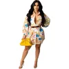 Mode Femmes Blouses Chemises Hot Digital Printing Designer Casual Style Fleurs Printie Chemises Robes pour femme 2023 Summerr Tenues Femme Vêtements 10817