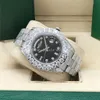 Full Diamond Watch Siyah Başkan 128238 43mm 18K Beyaz Altın Erkekler Otomatik Kutu